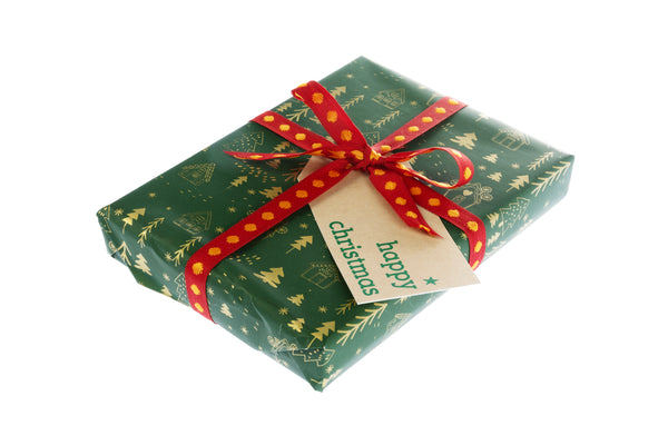 3m roll Spruce Green Recyclable Paper with Gold Design