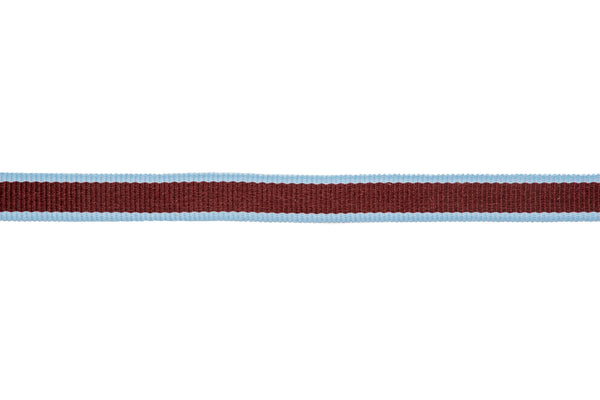 10m x 10mm width Burgundy Ribbon with Baby Blue Edging