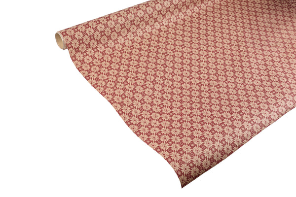 3m x 70cm roll recyclable Gift Wrap, Faded Red with Daisies