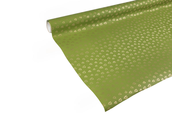3m x 70cm roll Recyclable Soft Light Green Gift Wrap with Gold Trees