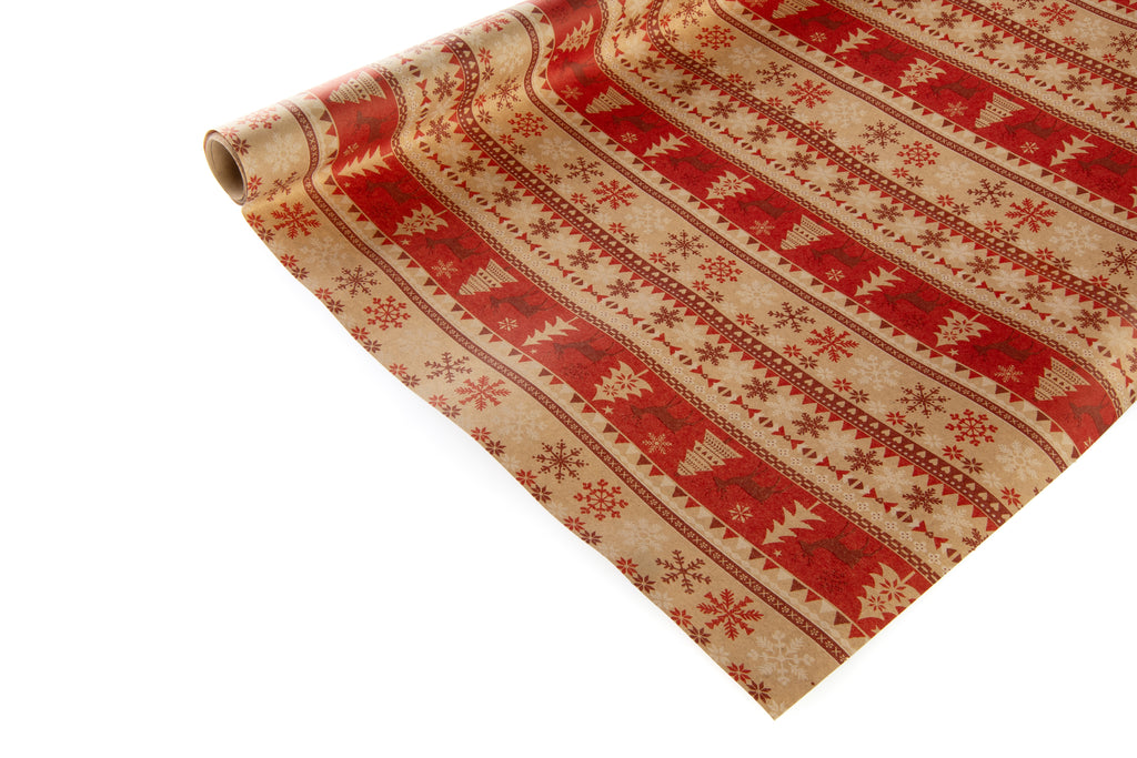 3m x 70cm Roll Recyclable Brown paper with Red Design
