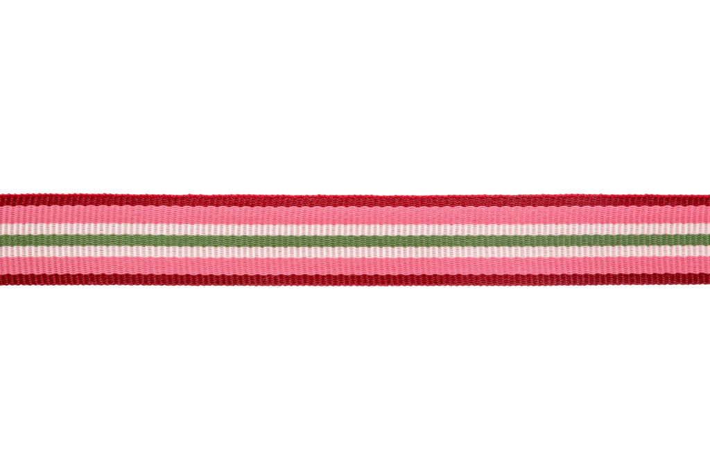 10m x 15mm width Dark Red, Pale Pink and Light Green Stripe