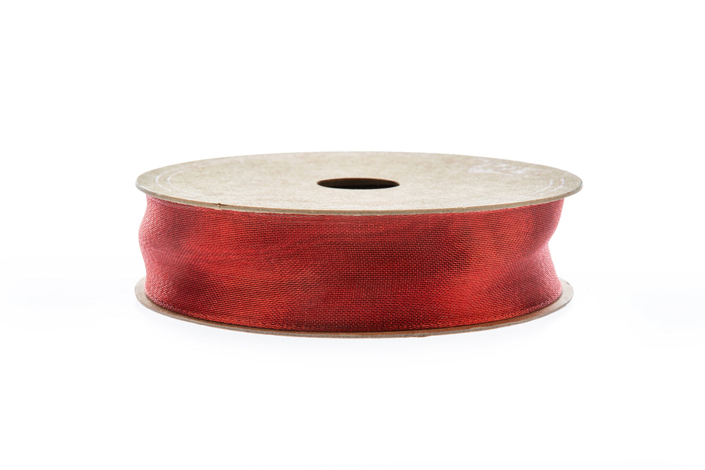 10m x 25mm width roll of Deep Red Wired Ribbon