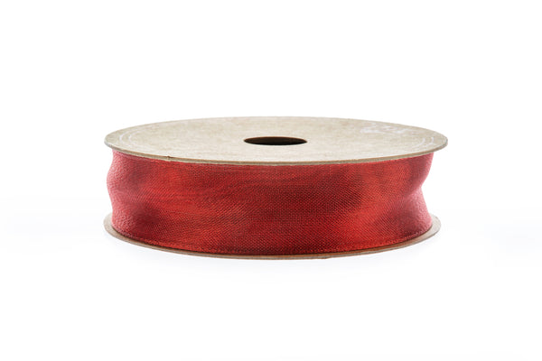 10m x 25mm width roll of Deep Red Wired Ribbon