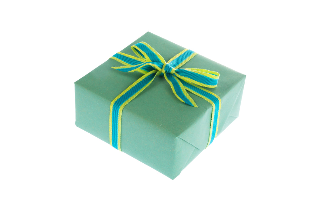 10m roll Teal Coloured Grosgrain Ribbon with Lime Green Edging