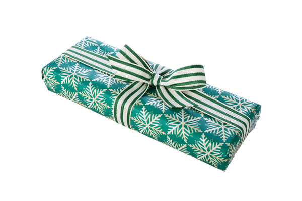 3m x 70cm Roll Recyclable Green Wrapping Paper with Hexagonal Snowflakes
