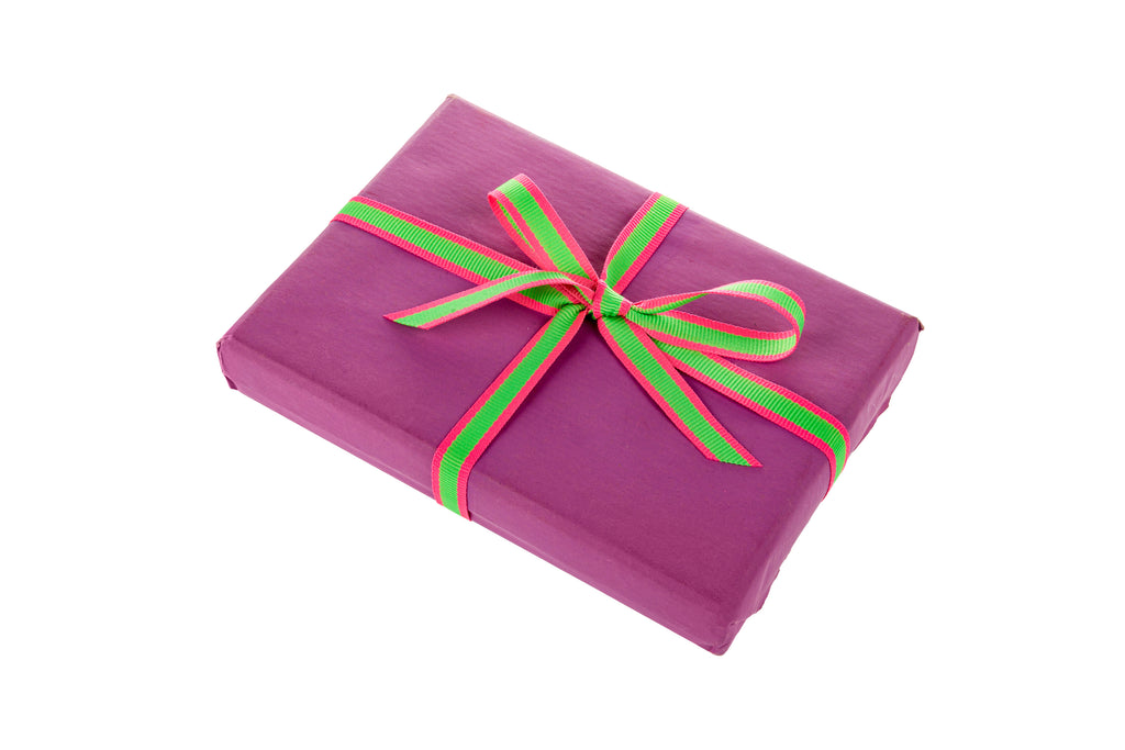 10m x 10mm width Bright Green ribbon with Fluorescent Pink Edging