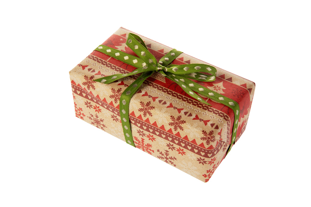 3m x 70cm Roll Recyclable Brown paper with Red Design