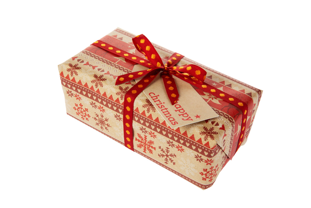 3m x 70cm Roll Recyclable Brown paper with Red Design