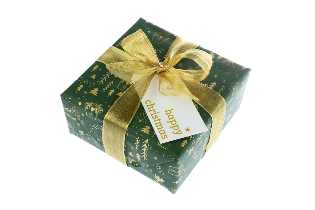 3m roll Spruce Green Recyclable Paper with Gold Design