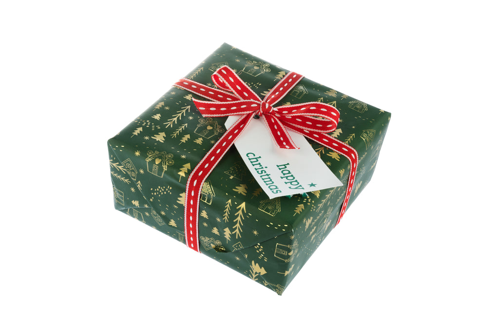 3m roll Spruce Green Recyclable Paper with Gold Design