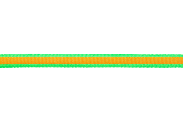 10m x 10mm width orange ribbon with vibrant green edging