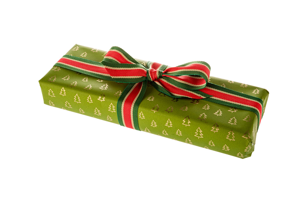 3m x 70cm roll Recyclable Soft Light Green Gift Wrap with Gold Trees