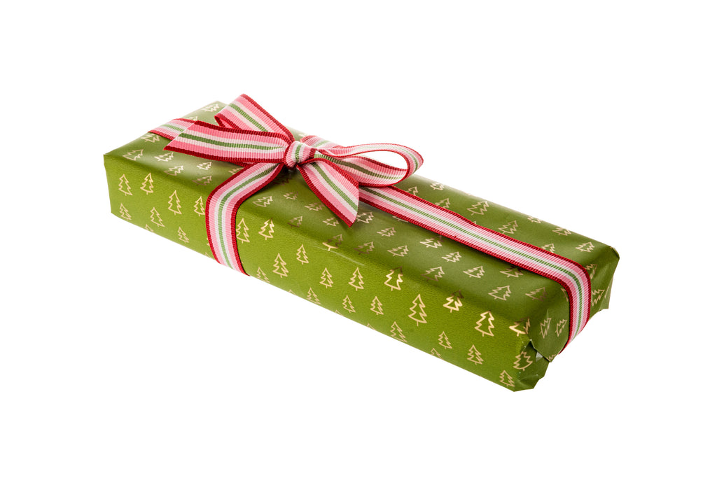3m x 70cm roll Recyclable Soft Light Green Gift Wrap with Gold Trees