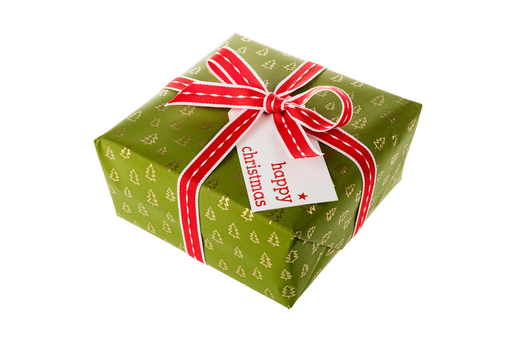 3m x 70cm roll Recyclable Soft Light Green Gift Wrap with Gold Trees