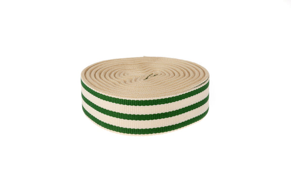 10m x 20mm width Spruce Green and Cream Ribbon