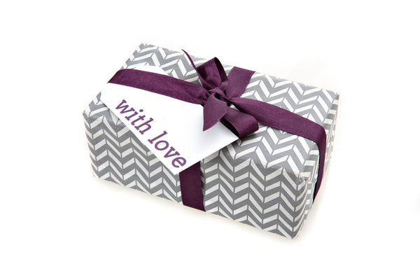 6 White With Love Gift Tags printed in Grey
