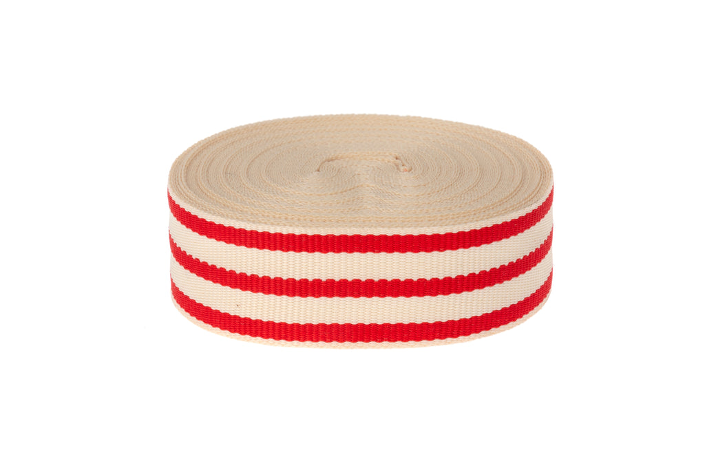 10m x 20mm with Red and Cream Ribbon