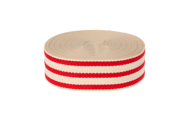 10m x 20mm with Red and Cream Ribbon