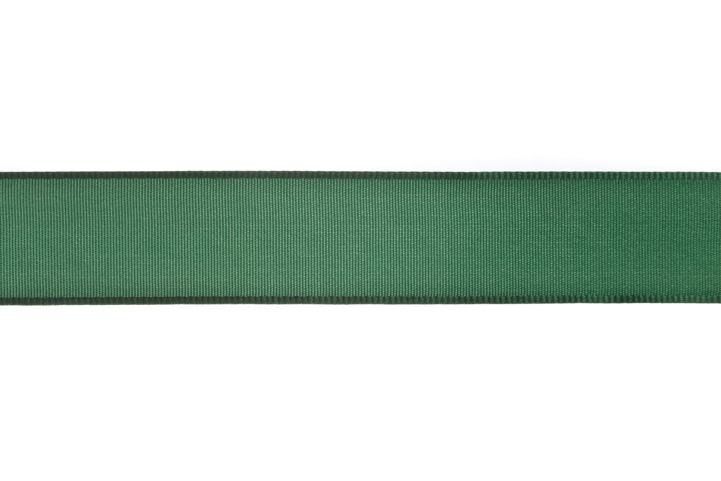 25m long x 23mm wide Spruce Green Wired Taffeta Ribbon