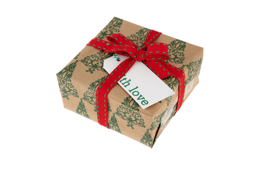 3M Roll Recyclable Brown Kraft Paper with Spruce Green Christmas Trees