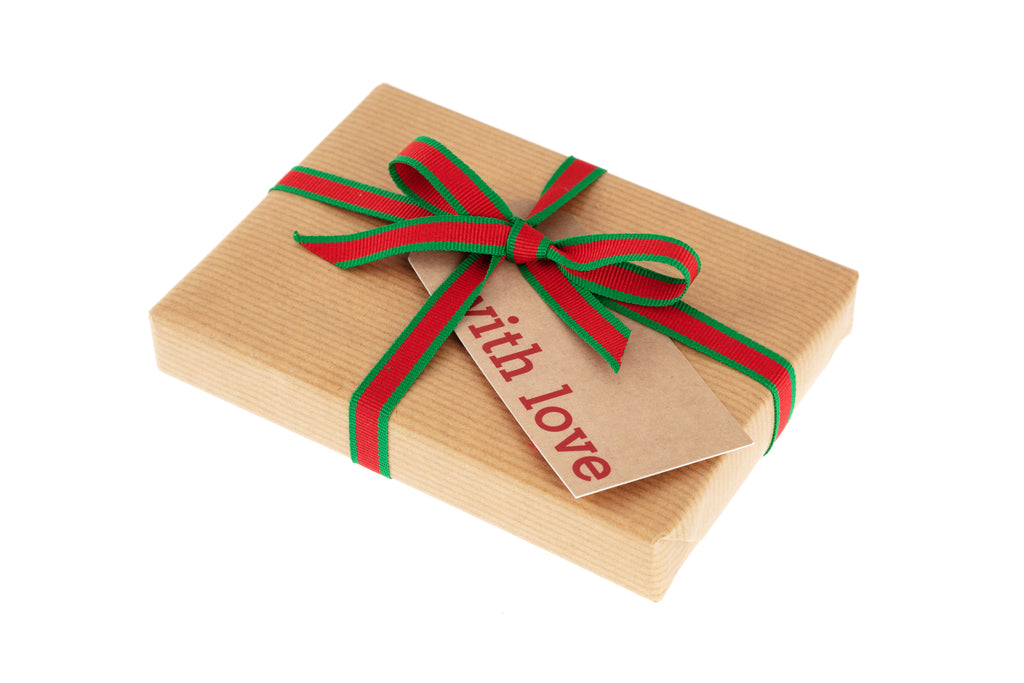 6 Brown With Love Gift Tags printed in Red