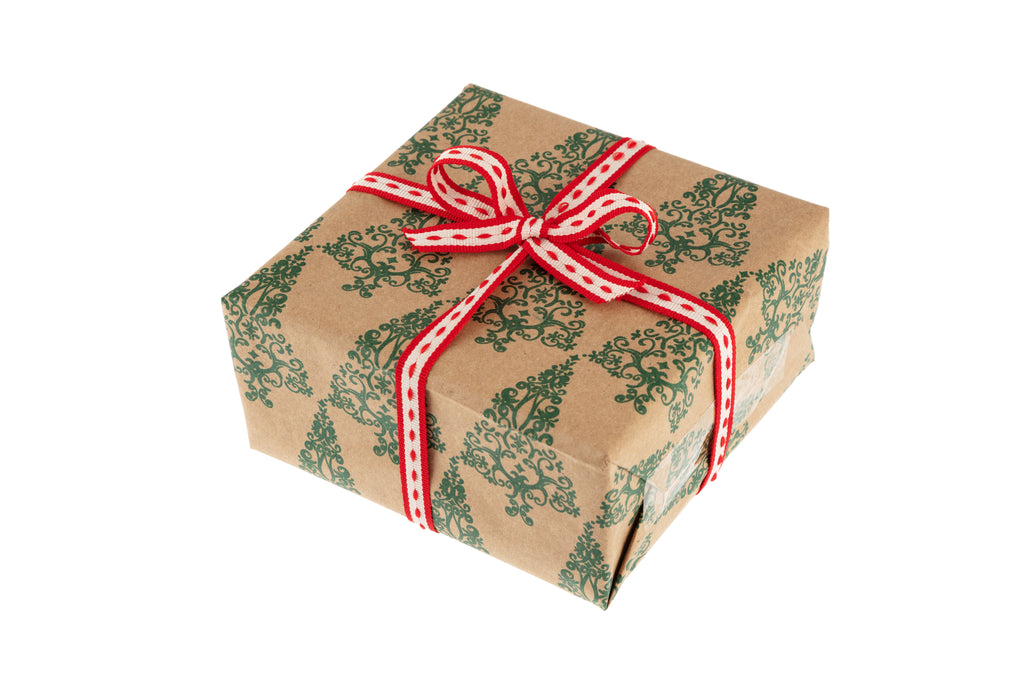 3M Roll Recyclable Brown Kraft Paper with Spruce Green Christmas Trees