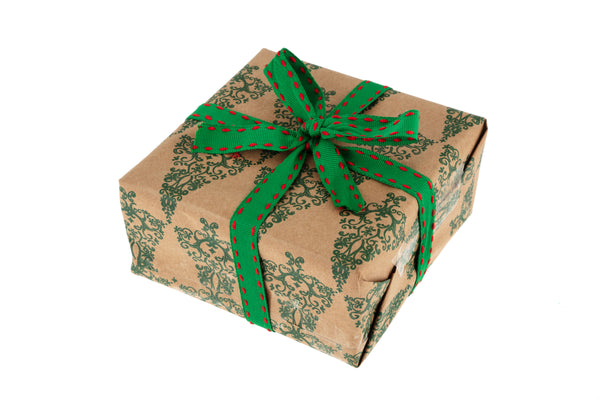 3M Roll Recyclable Brown Kraft Paper with Spruce Green Christmas Trees