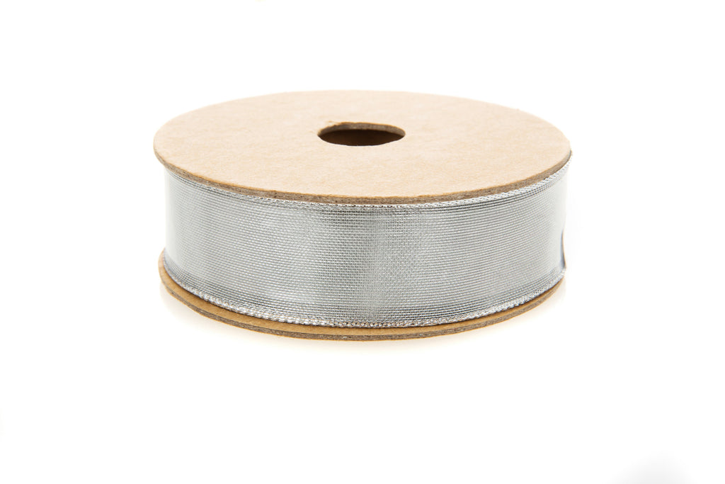 10m roll Wired Metallic Silver Ribbon