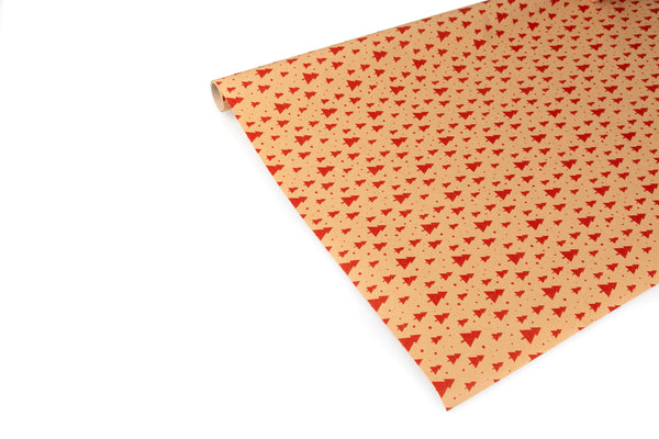 3m roll Recyclable Brown Kraft Paper with Red Christmas Trees