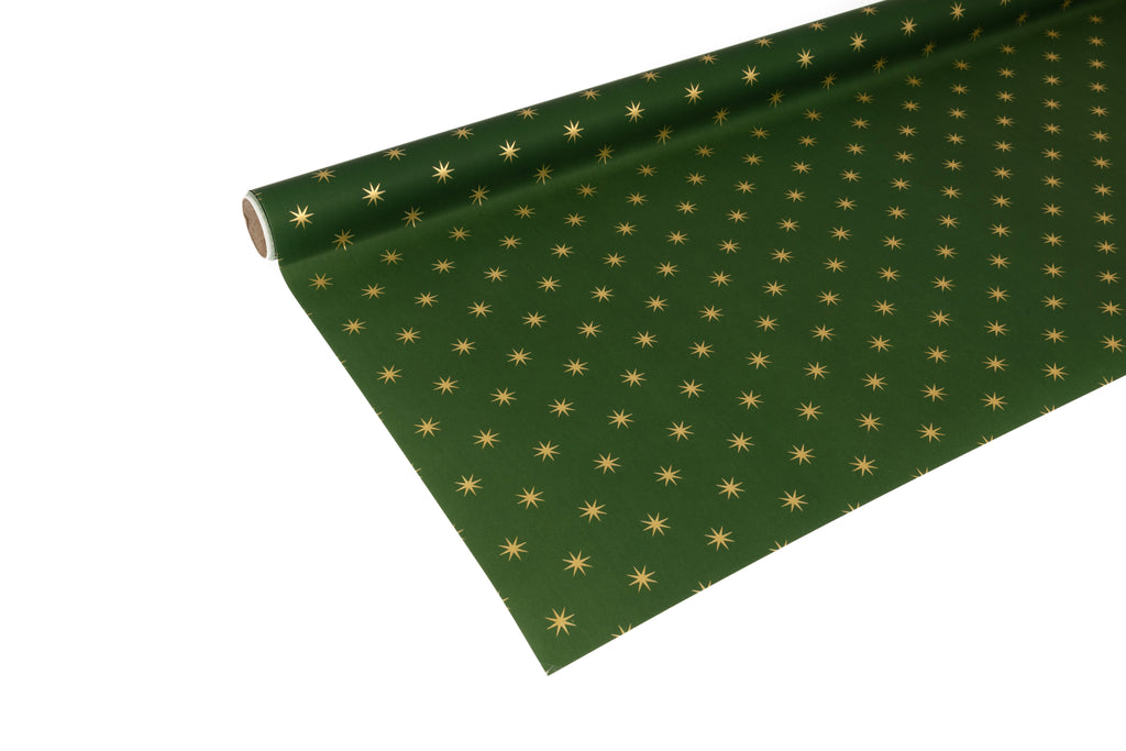 3m roll recycled dark green paper with gold stars