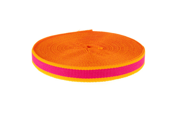 10m Roll Bright Pink Ribbon with Orange Edging