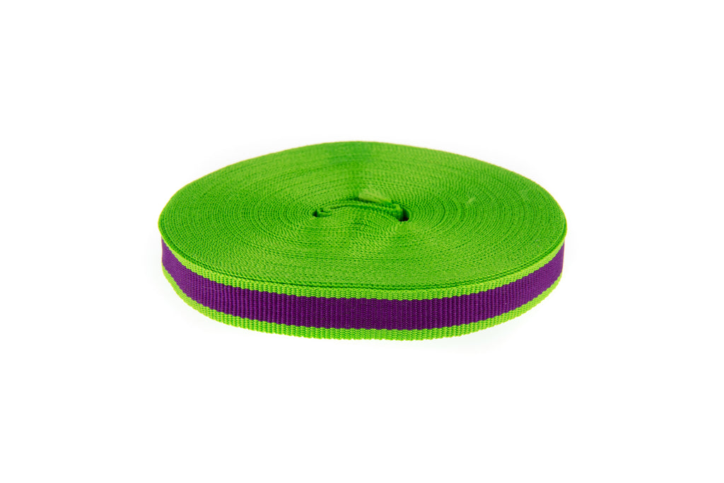 10m Roll Purple Ribbon with Lime Green Edging