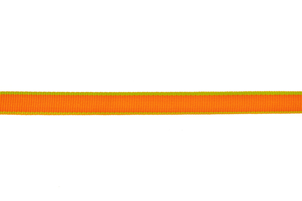 10m roll Tangerine Orange Ribbon with Lime Edging