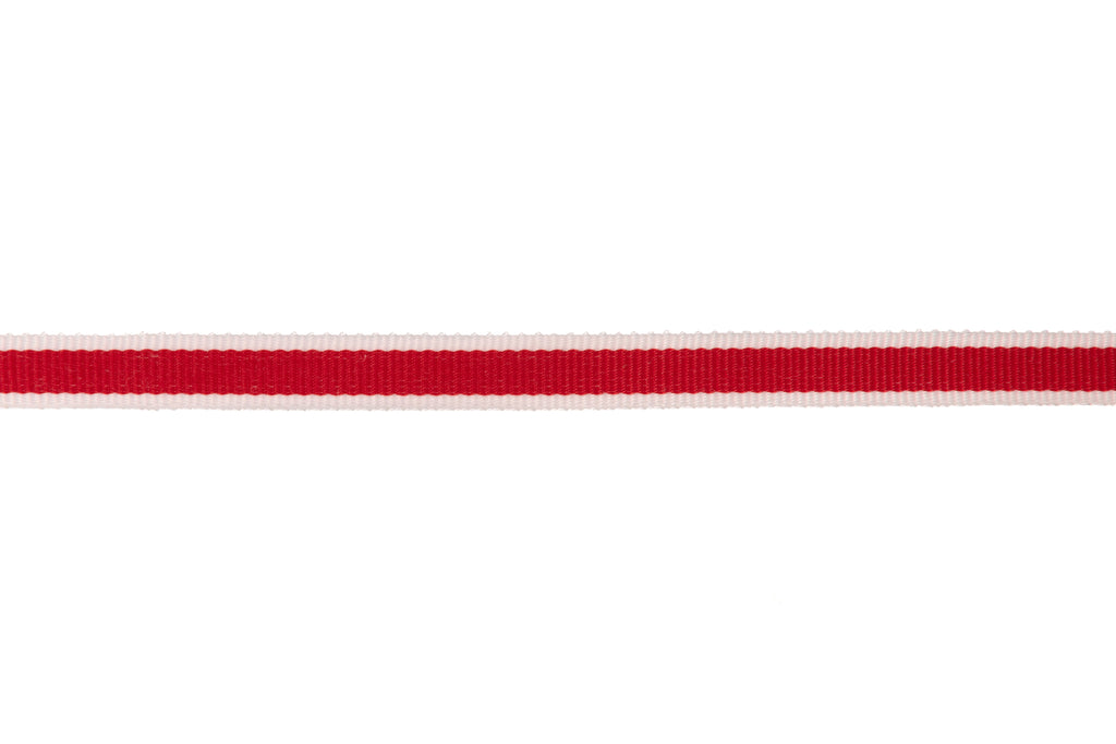 10m x 10mm Wide Red Ribbon with White Edging