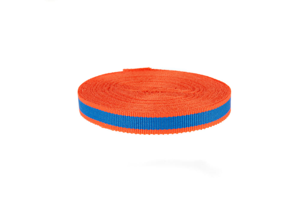 10m roll Royal Blue Ribbon with Coral Edging