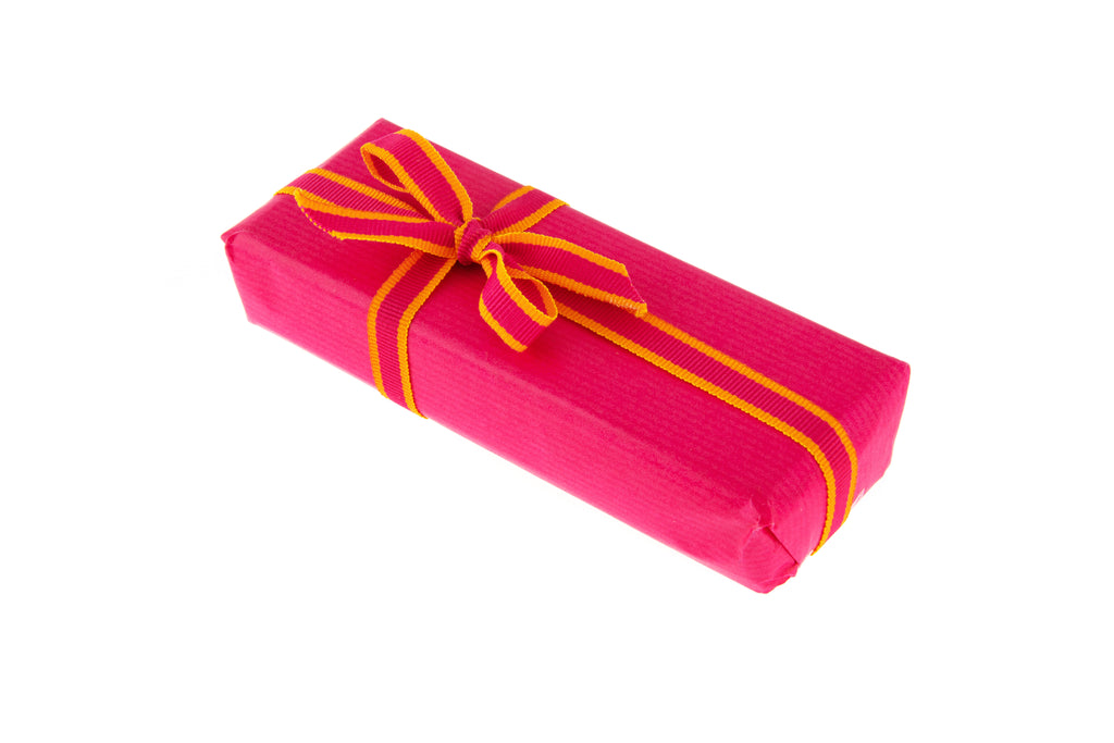 10m Roll Bright Pink Ribbon with Orange Edging