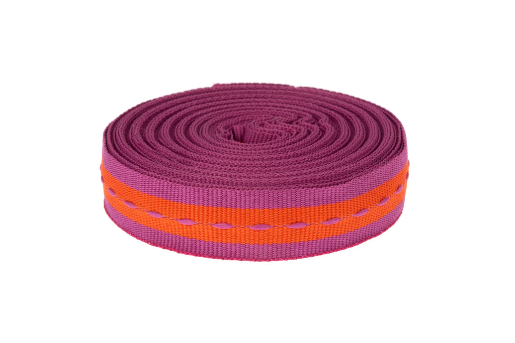 10m x 15mm Bright Lilac Ribbon with Orange